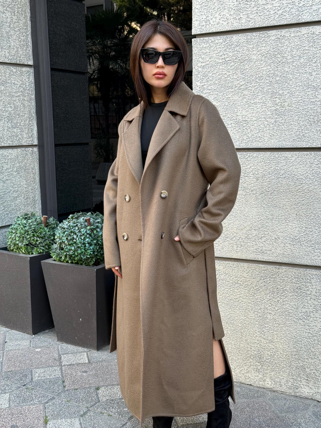 Women’s Mause Long Zibellino Alpaca Coat, Handmade Luxury Virgin Wool Jacket