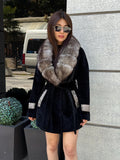 Black Faux Astrakhan Jacket,Women’s Collar Genuine Fox Fur Coat , & Real Python