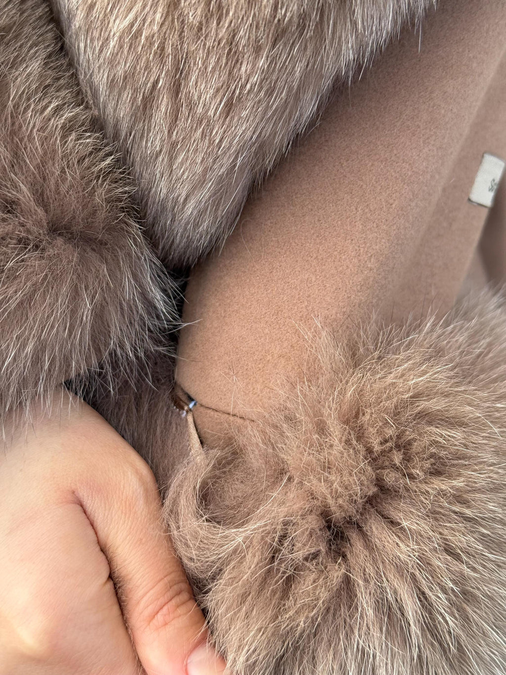 Camel Long Cashmere Collar&Cuffs Huge Fox Fur Coat, Women Fox Fur Jacket. - Camel Fox Fur Jacket -Fox Fur Jacket