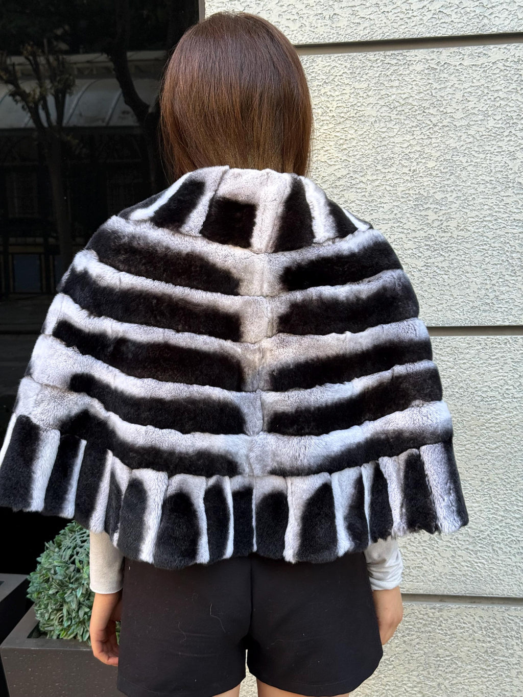 Women Handmade Luxury Rex Fur Shawl | short Rex Fur Shawl | Shawl Accessories For Women | Gray Rabbit Rex Fur Bolero Shawl With Pocket