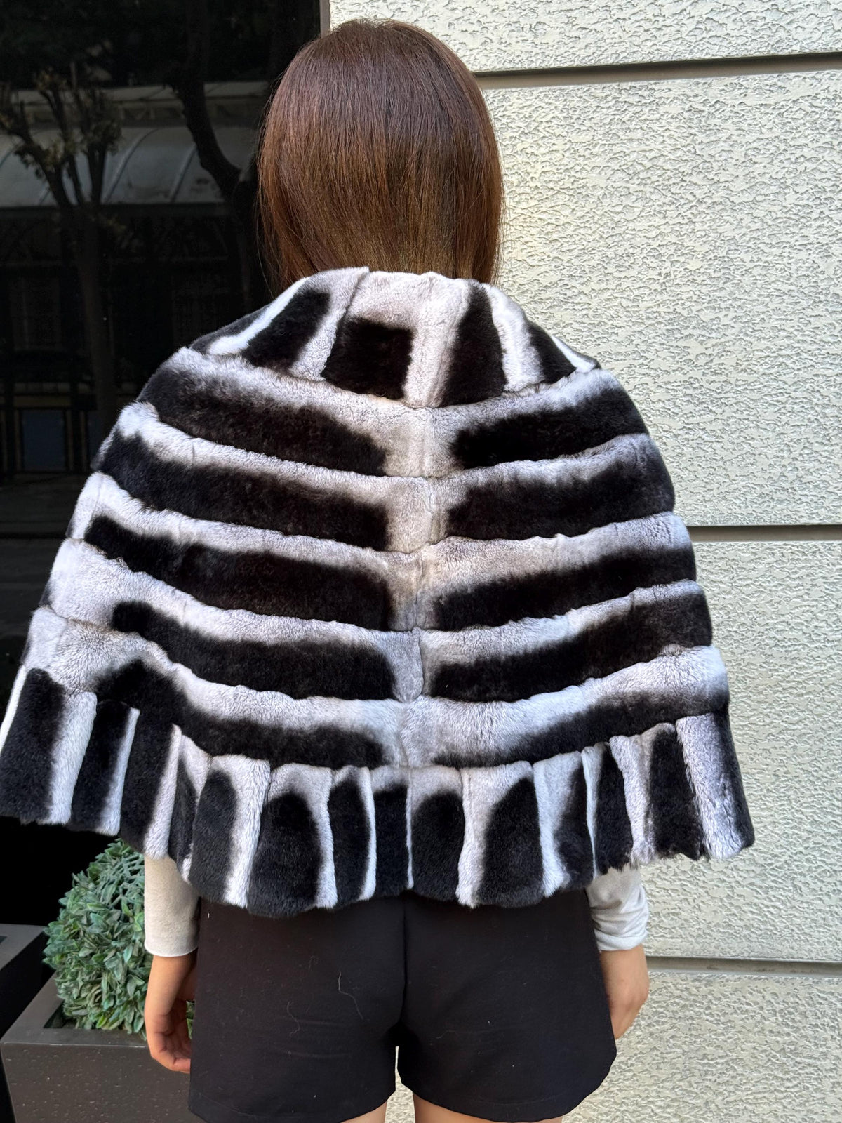 Women Handmade Luxury Rex Fur Shawl | short Rex Fur Shawl | Shawl Accessories For Women | Gray Rabbit Rex Fur Bolero Shawl With Pocket