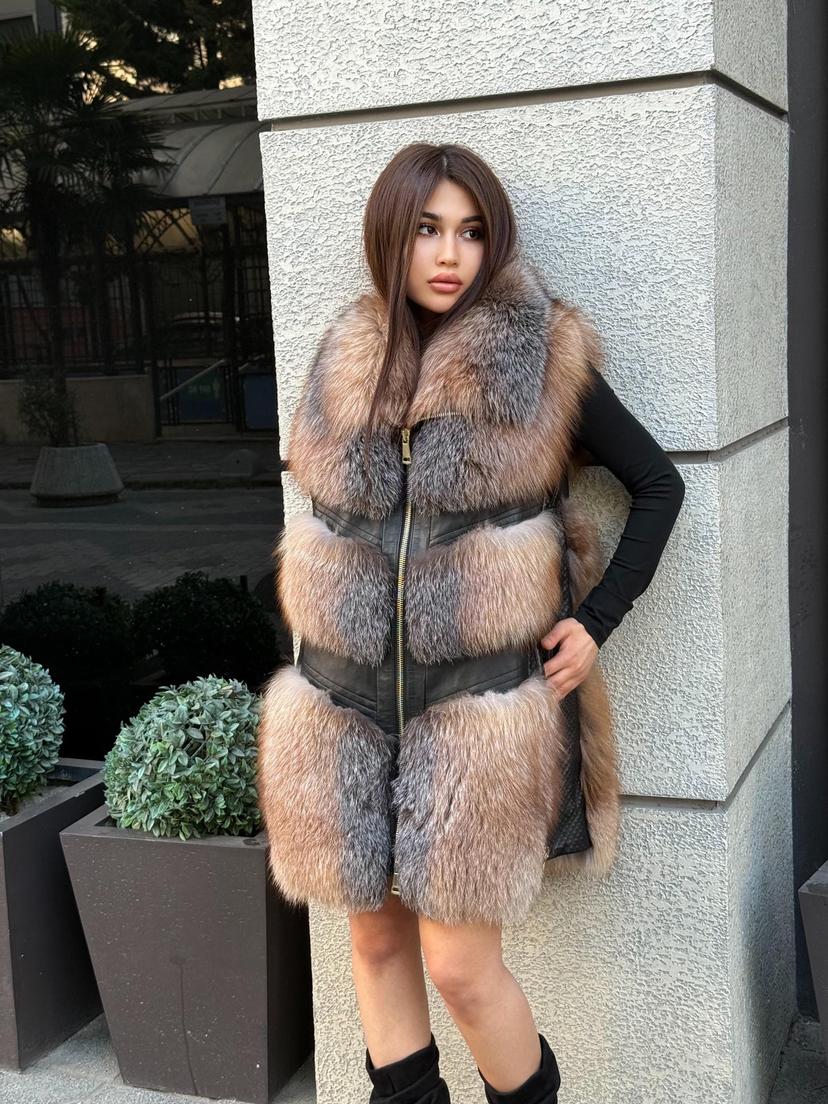 Handmade Women Frost Fox Fur Vest, Real Fox Fur, Handmade Vest For Women | Long Fox Fur Vest | Gift Ideas | Luxury Vest | Genuine Fur Vest
