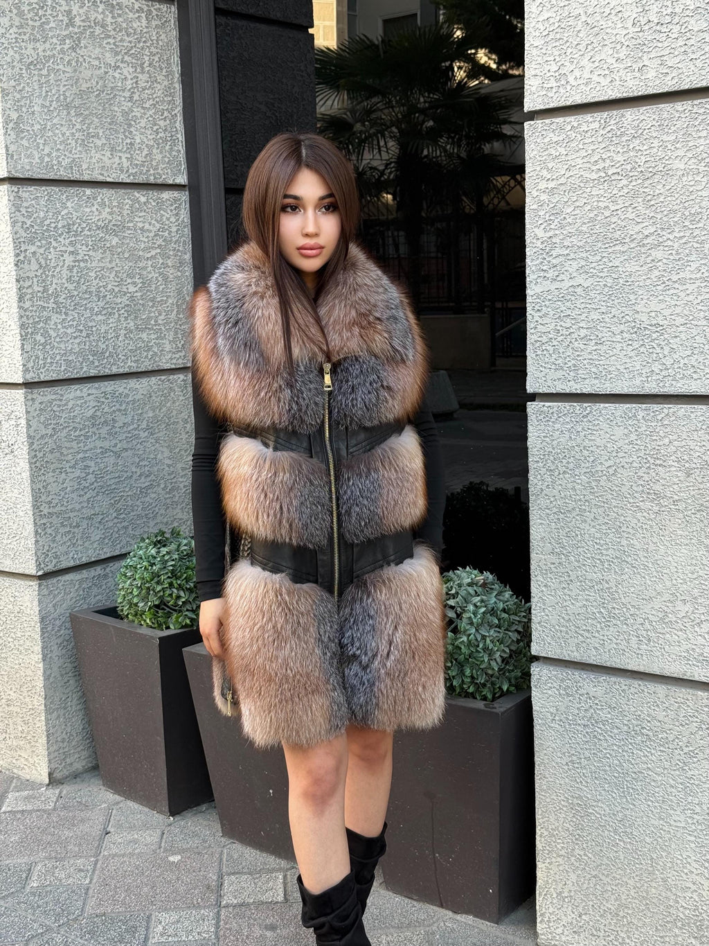 Handmade Women Frost Fox Fur Vest, Real Fox Fur, Handmade Vest For Women | Long Fox Fur Vest | Gift Ideas | Luxury Vest | Genuine Fur Vest