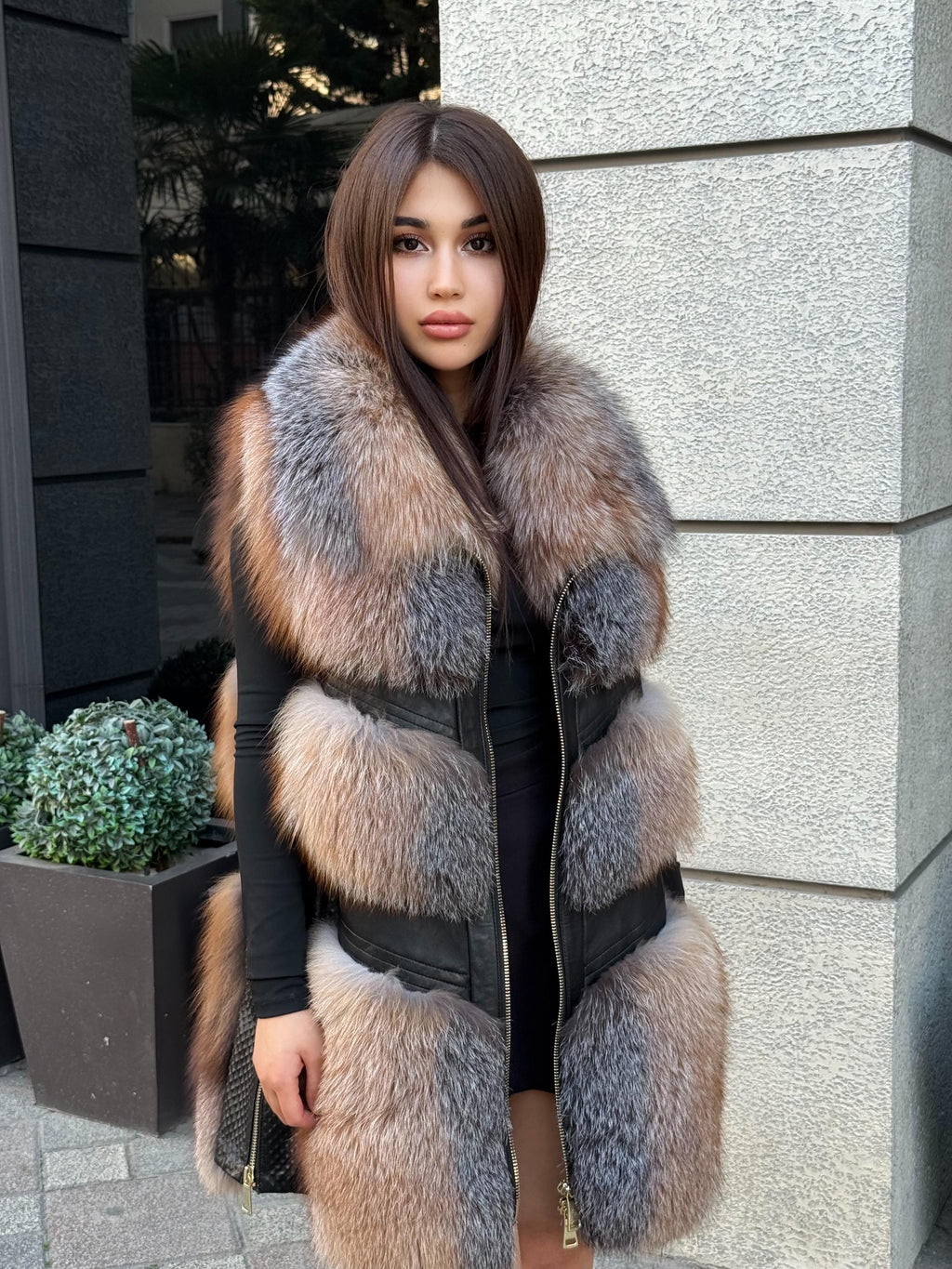 Handmade Women Frost Fox Fur Vest, Real Fox Fur, Handmade Vest For Women | Long Fox Fur Vest | Gift Ideas | Luxury Vest | Genuine Fur Vest