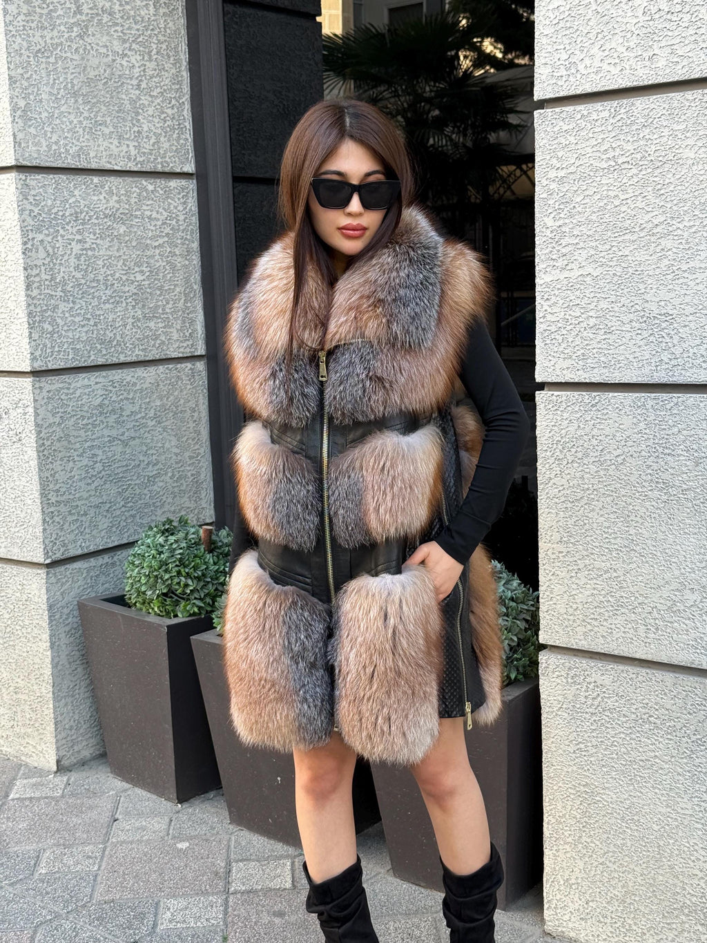 Handmade Women Frost Fox Fur Vest, Real Fox Fur, Handmade Vest For Women | Long Fox Fur Vest | Gift Ideas | Luxury Vest | Genuine Fur Vest