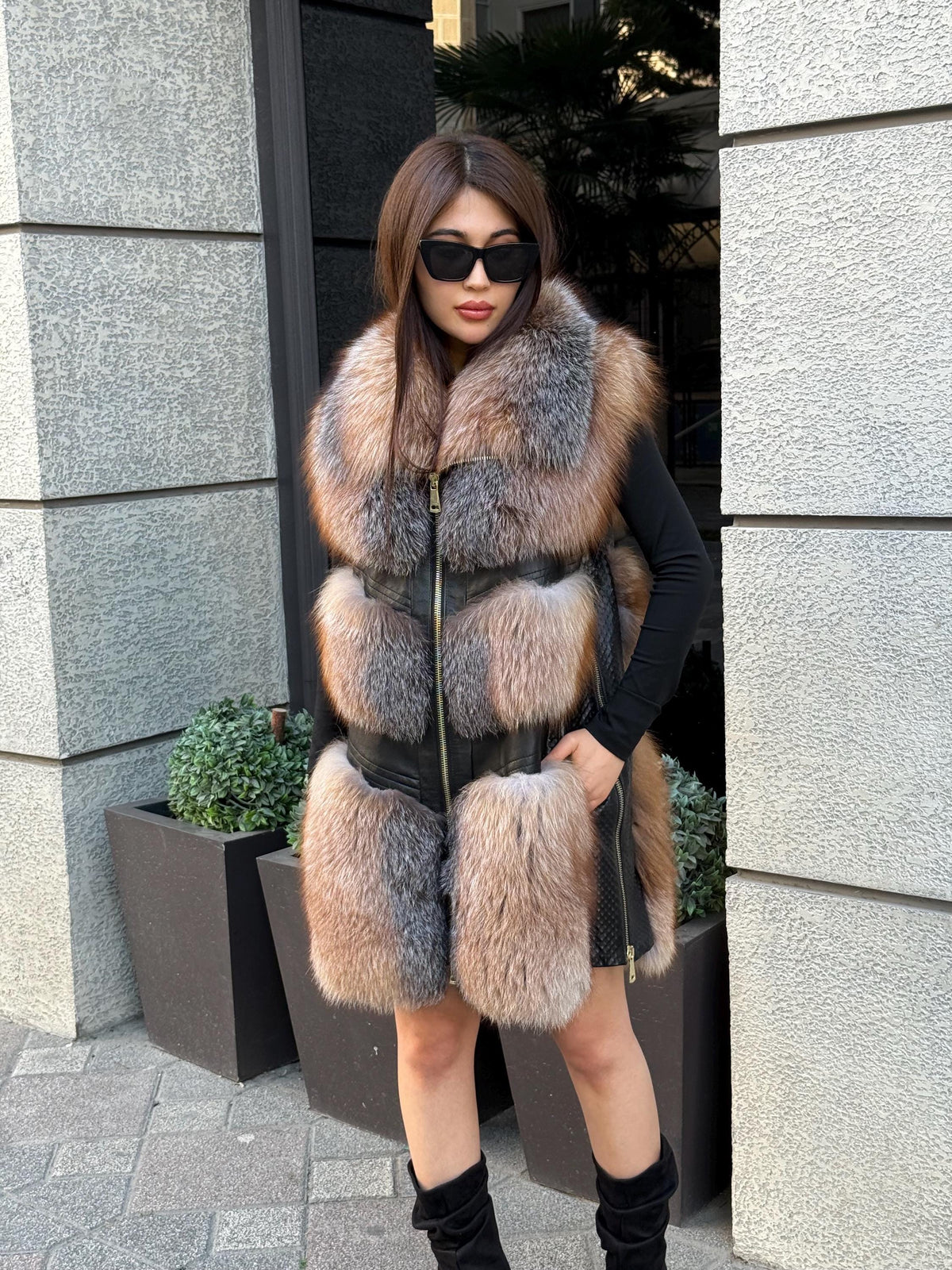 Handmade Women Frost Fox Fur Vest, Real Fox Fur, Handmade Vest For Women | Long Fox Fur Vest | Gift Ideas | Luxury Vest | Genuine Fur Vest