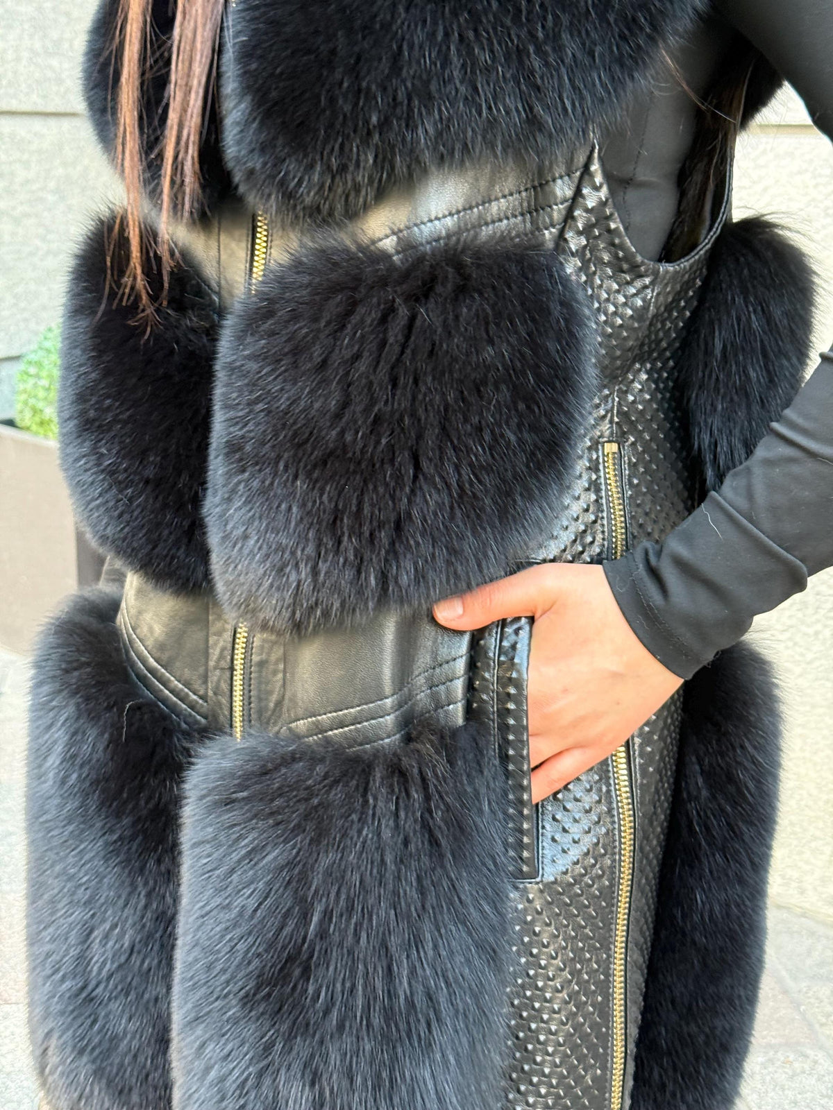 Handmade Women Black Fox Fur Vest, Real Fox Fur, Handmade Vest For Women | Long Fox Fur Vest | Gift Ideas | Luxury Vest | Genuine Fur Vest