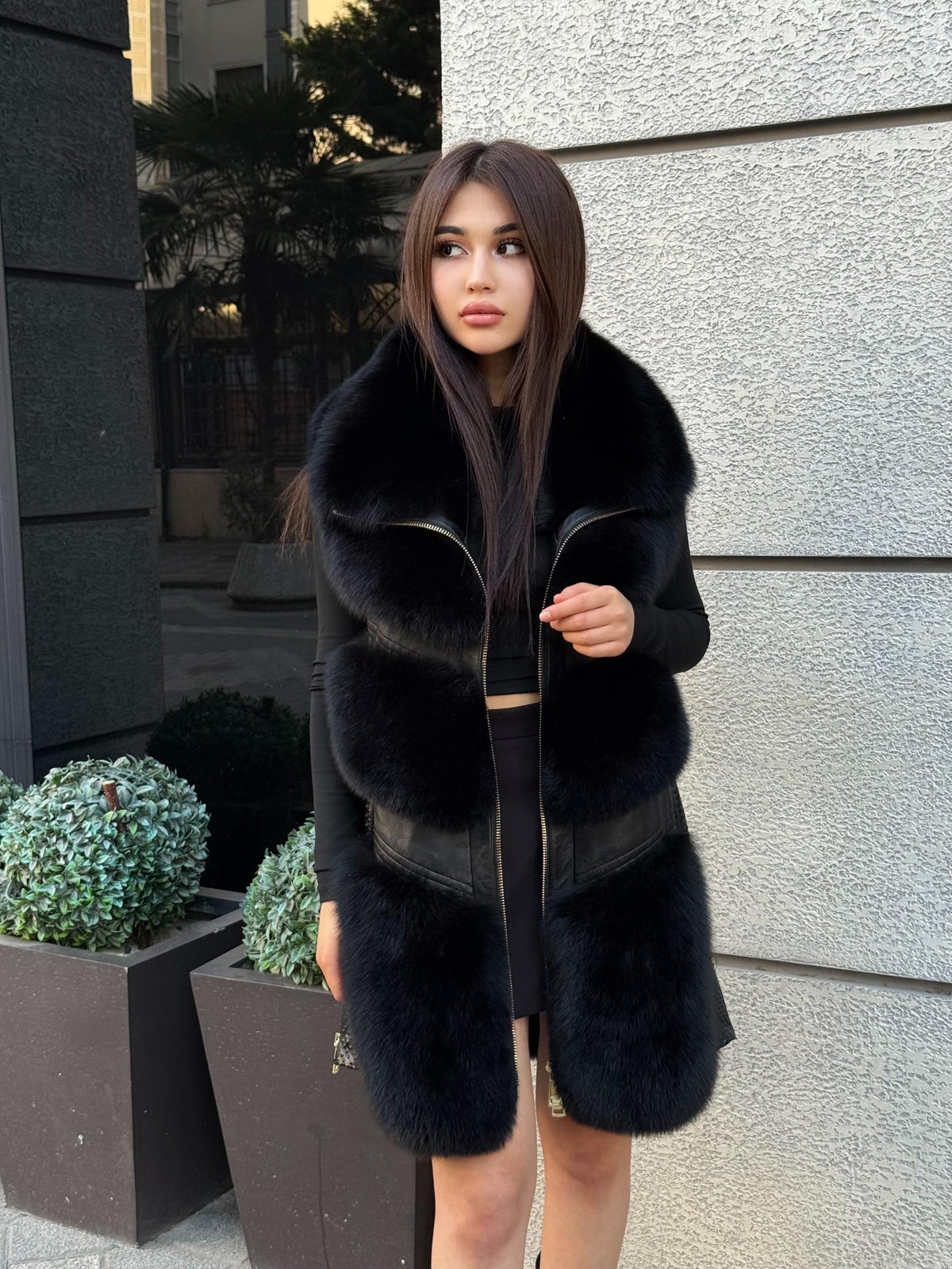 Handmade Women Black Fox Fur Vest, Real Fox Fur, Handmade Vest For Women | Long Fox Fur Vest | Gift Ideas | Luxury Vest | Genuine Fur Vest