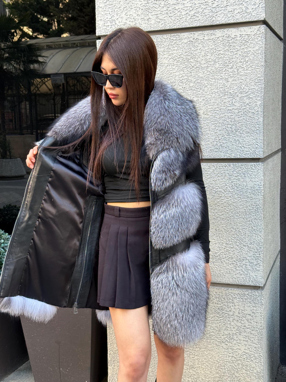 Handmade Women Natural Gray Frost Fox Fur Vest, Real Fox Fur, Handmade Vest For Women | Long Fox Fur Vest | Luxury Vest | Genuine Fur Vest