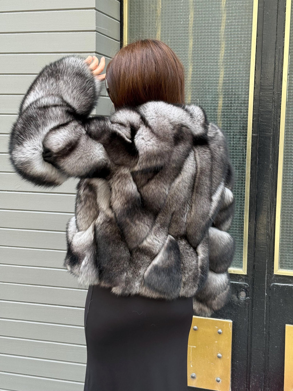 Gray Fox Fur Jacket, Short Women Fox Fur Jacket. Fox Fur Coat. Casual Fox Fur Jacket
