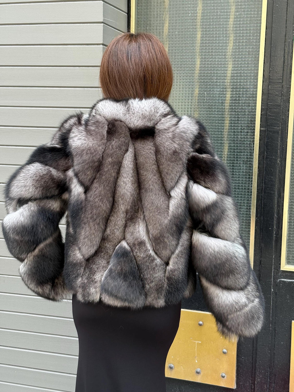 Gray Fox Fur Jacket, Short Women Fox Fur Jacket. Fox Fur Coat. Casual Fox Fur Jacket