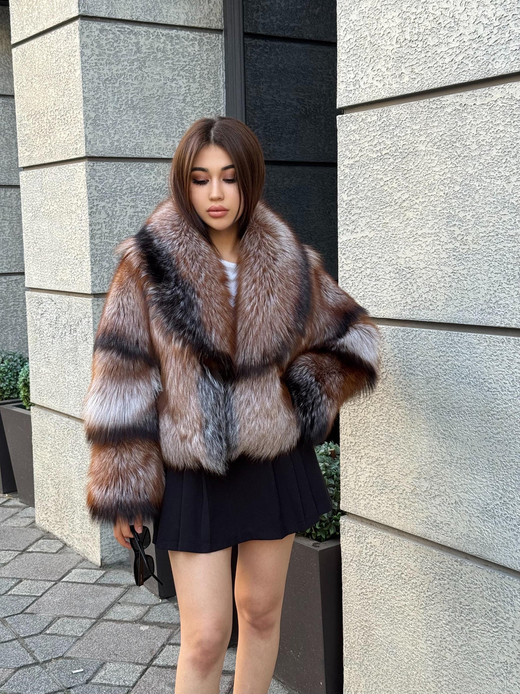 Luxury Women Frost Fox Fur Jacket | Handmade Short Fox Fur Coat | Plus Size Winter Fur Outerwear