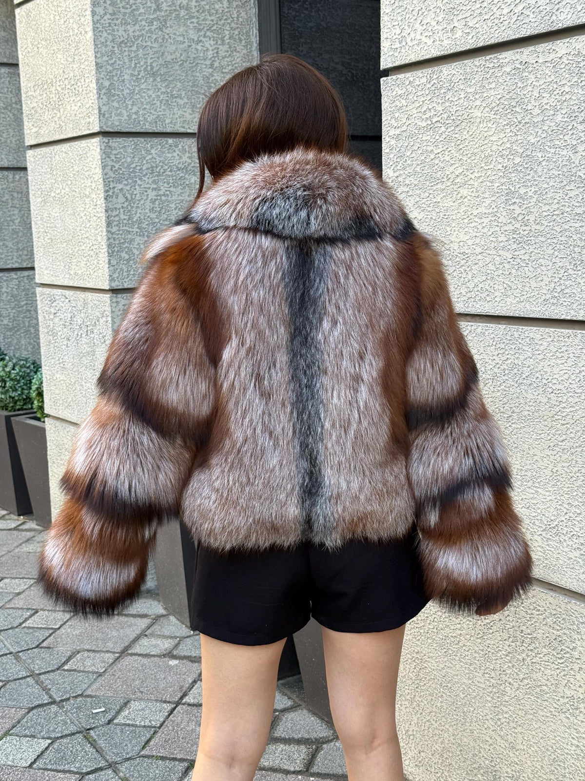 Luxury Women Frost Fox Fur Jacket | Handmade Short Fox Fur Coat | Plus Size Winter Fur Outerwear