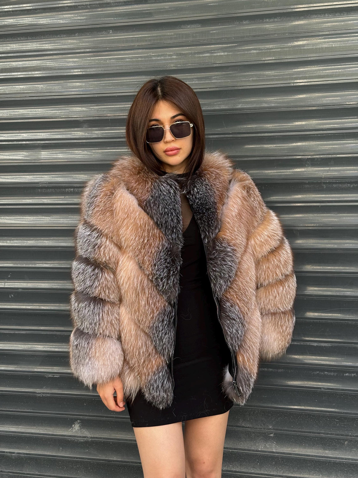 Natural Frost Fox Fur Jacket with Detachable Sleeves | 2-in-1 Handmade Fur Coat & Vest | Luxury Women’s Winter Outerwear | Gift For Her