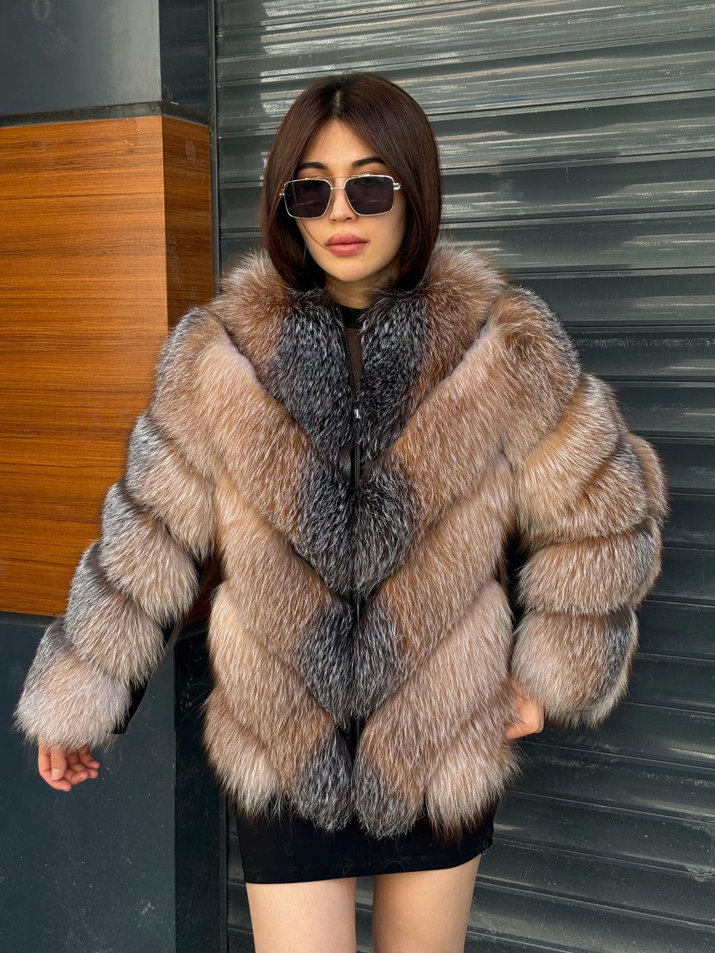 Natural Frost Fox Fur Jacket with Detachable Sleeves | 2-in-1 Handmade Fur Coat & Vest | Luxury Women’s Winter Outerwear | Gift For Her