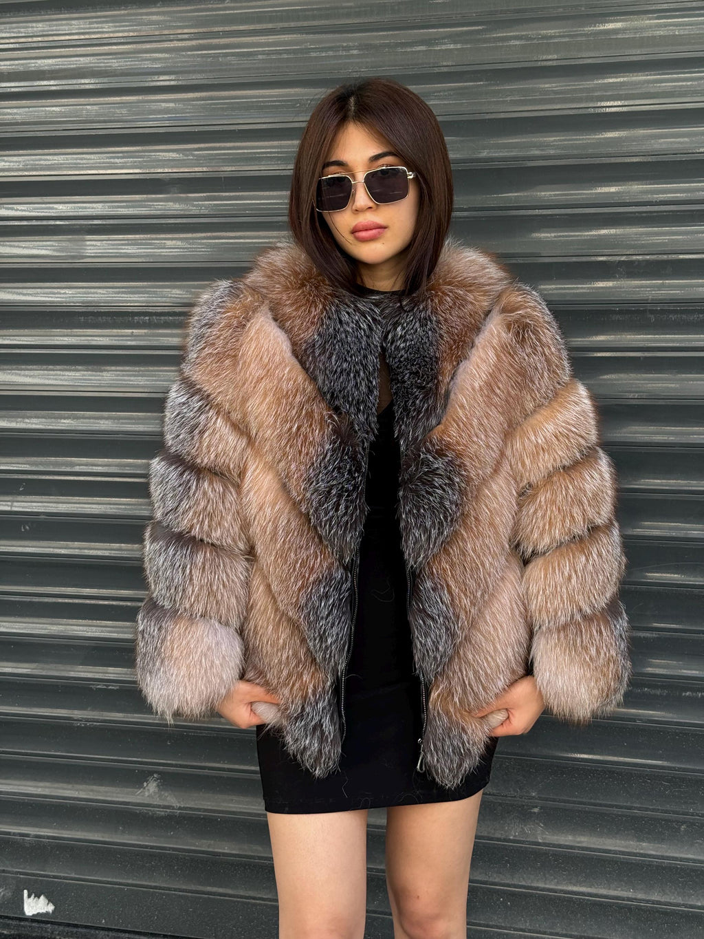 Natural Frost Fox Fur Jacket with Detachable Sleeves | 2-in-1 Handmade Fur Coat & Vest | Luxury Women’s Winter Outerwear | Gift For Her