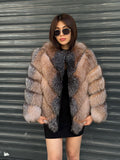 Natural Frost Fox Fur Jacket with Detachable Sleeves | 2-in-1 Handmade Fur Coat & Vest | Luxury Women’s Winter Outerwear | Gift For Her