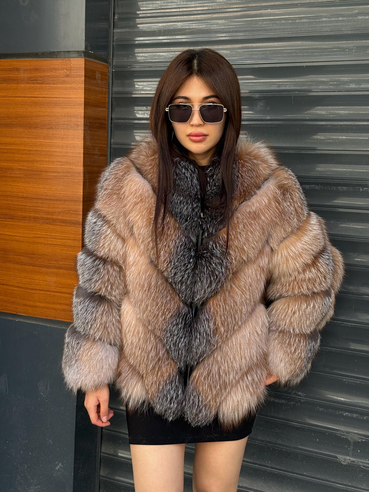 Natural Frost Fox Fur Jacket with Detachable Sleeves | 2-in-1 Handmade Fur Coat & Vest | Luxury Women’s Winter Outerwear | Gift For Her