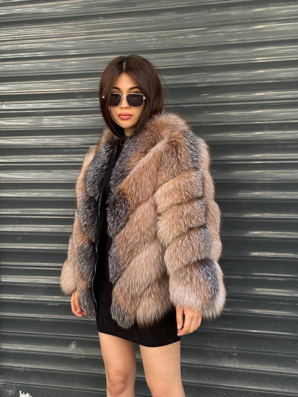 Natural Frost Fox Fur Jacket with Detachable Sleeves | 2-in-1 Handmade Fur Coat & Vest | Luxury Women’s Winter Outerwear | Gift For Her