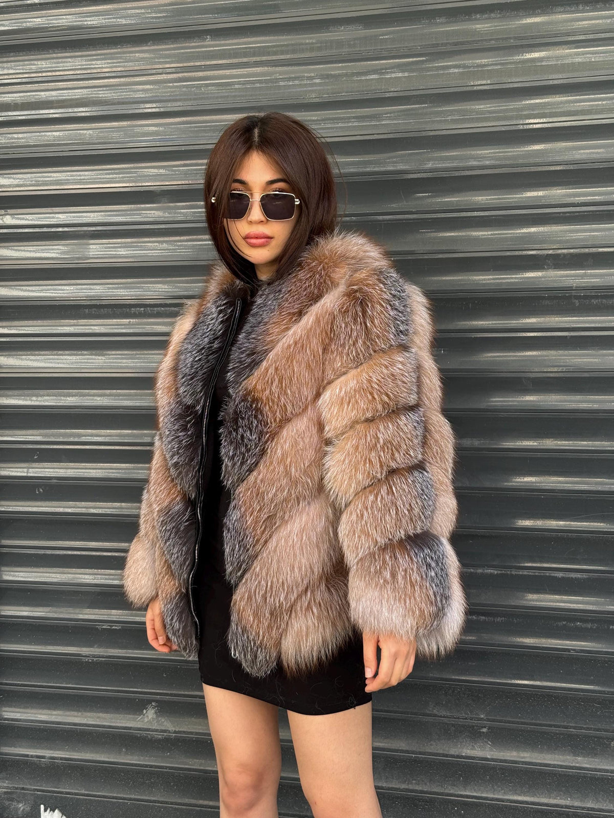 Natural Frost Fox Fur Jacket with Detachable Sleeves | 2-in-1 Handmade Fur Coat & Vest | Luxury Women’s Winter Outerwear | Gift For Her