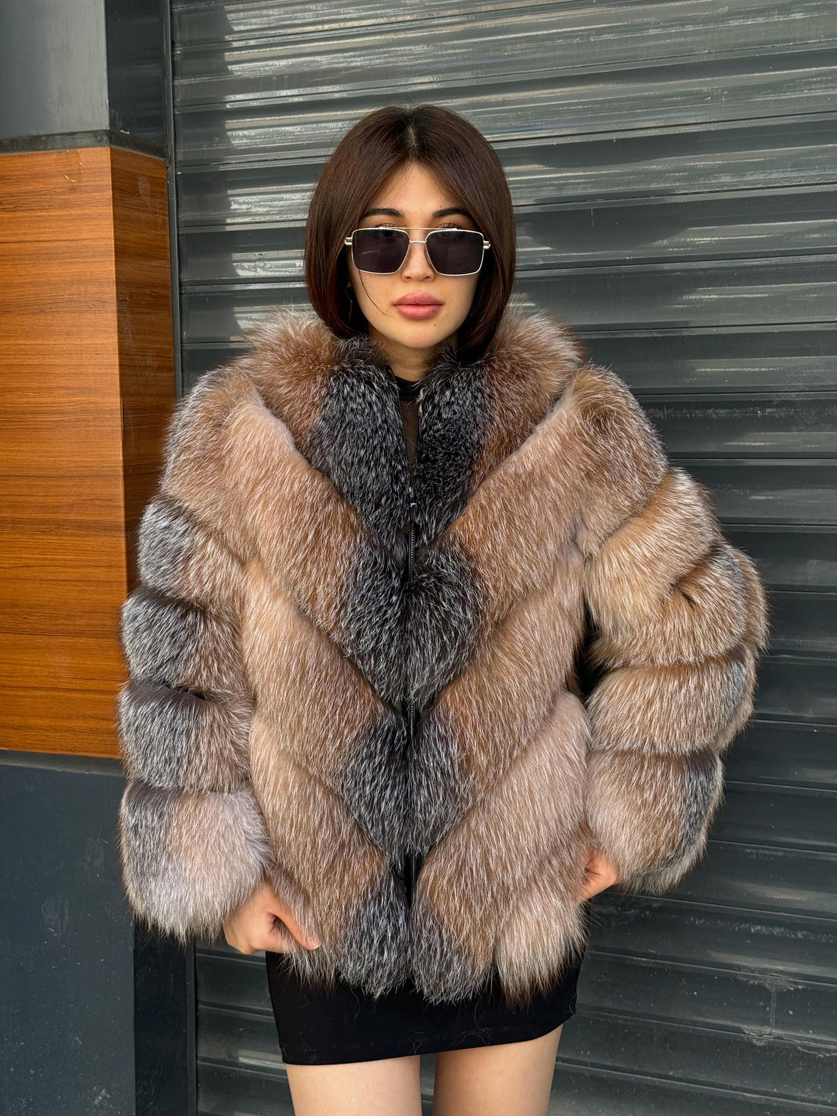 Natural Frost Fox Fur Jacket with Detachable Sleeves | 2-in-1 Handmade Fur Coat & Vest | Luxury Women’s Winter Outerwear | Gift For Her