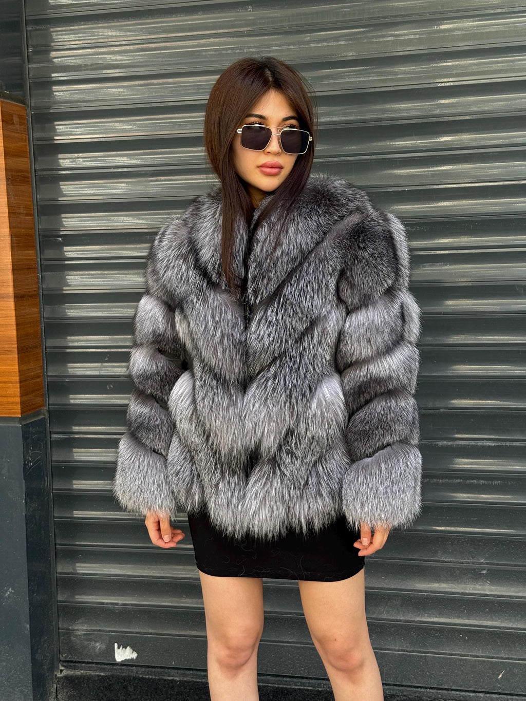 Gray Frost Fox Fur Jacket with Detachable Sleeves | 2-in-1 Handmade Fur Coat & Vest | Luxury Women’s Winter Outerwear | Gift For Her