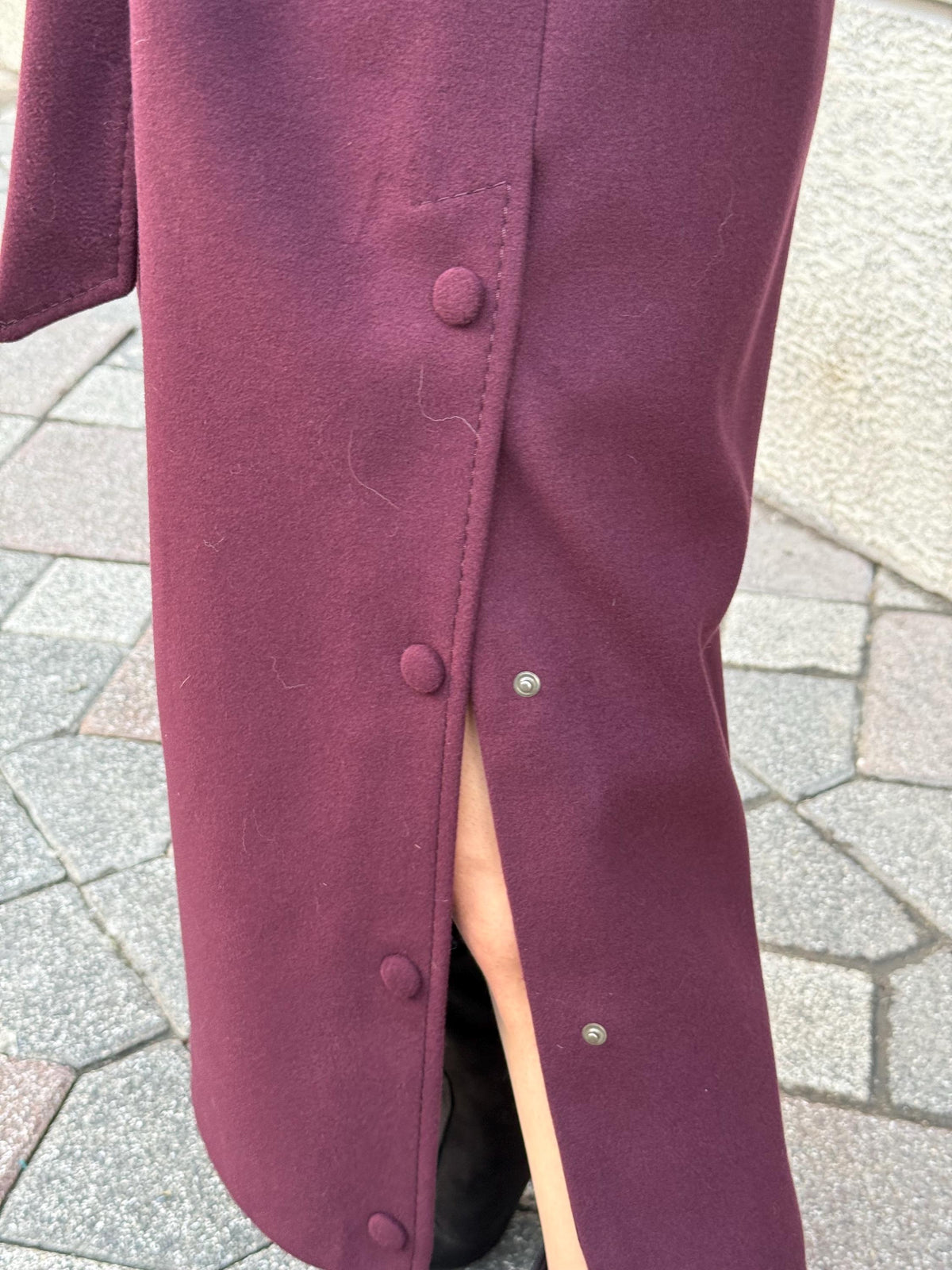 Burgundy Long Cashmere Collar Fox Fur Coat- Women Fox Fur Jacket. - Premium Burgundy Fox Fur Jacket