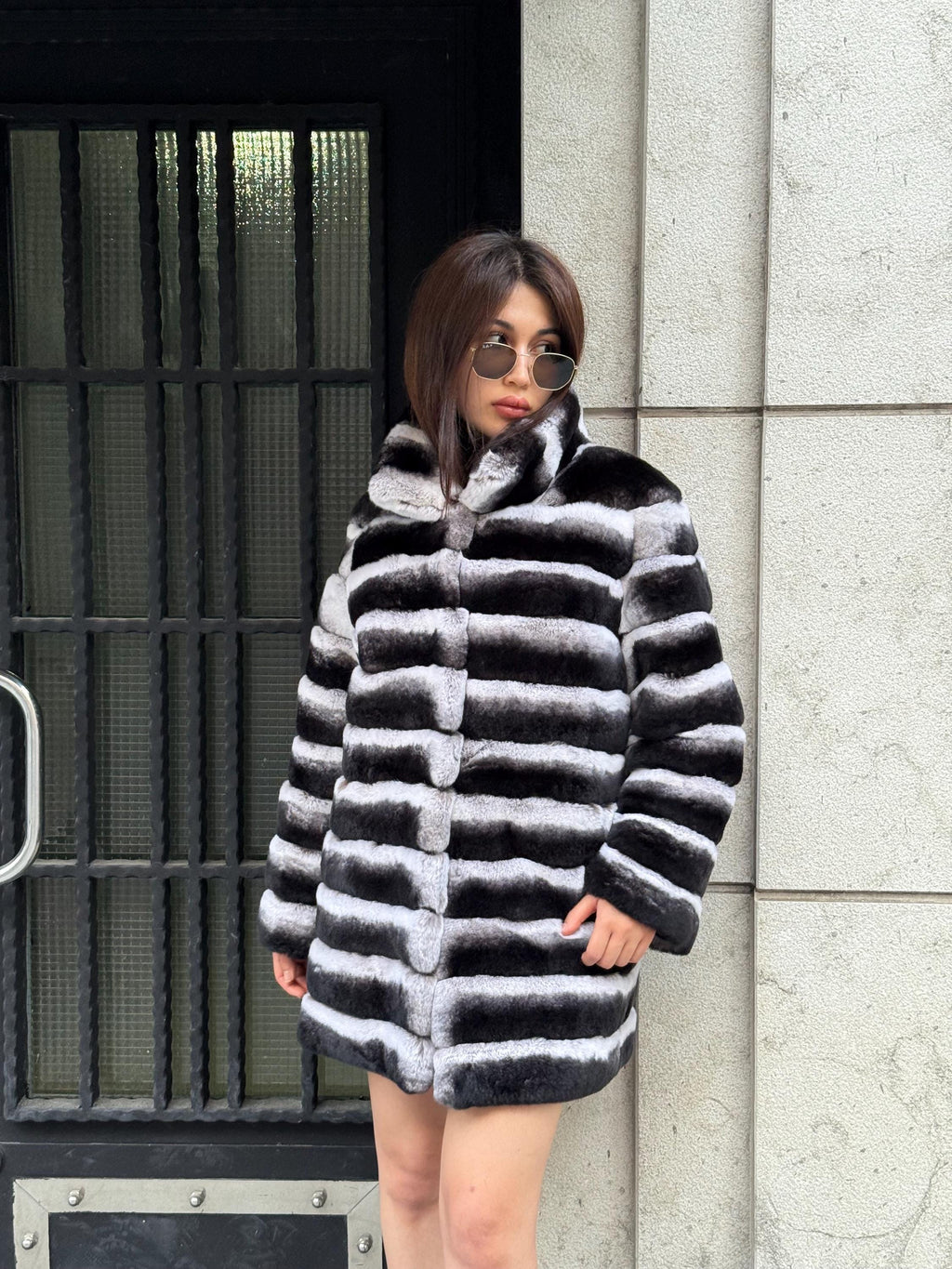 Gray Chinchilla-Style Real Rex Fur Coat | Soft Luxury Fur Jacket for Women | Handmade Winter Transformer Fur Coat | Elegant Custom Outerwear