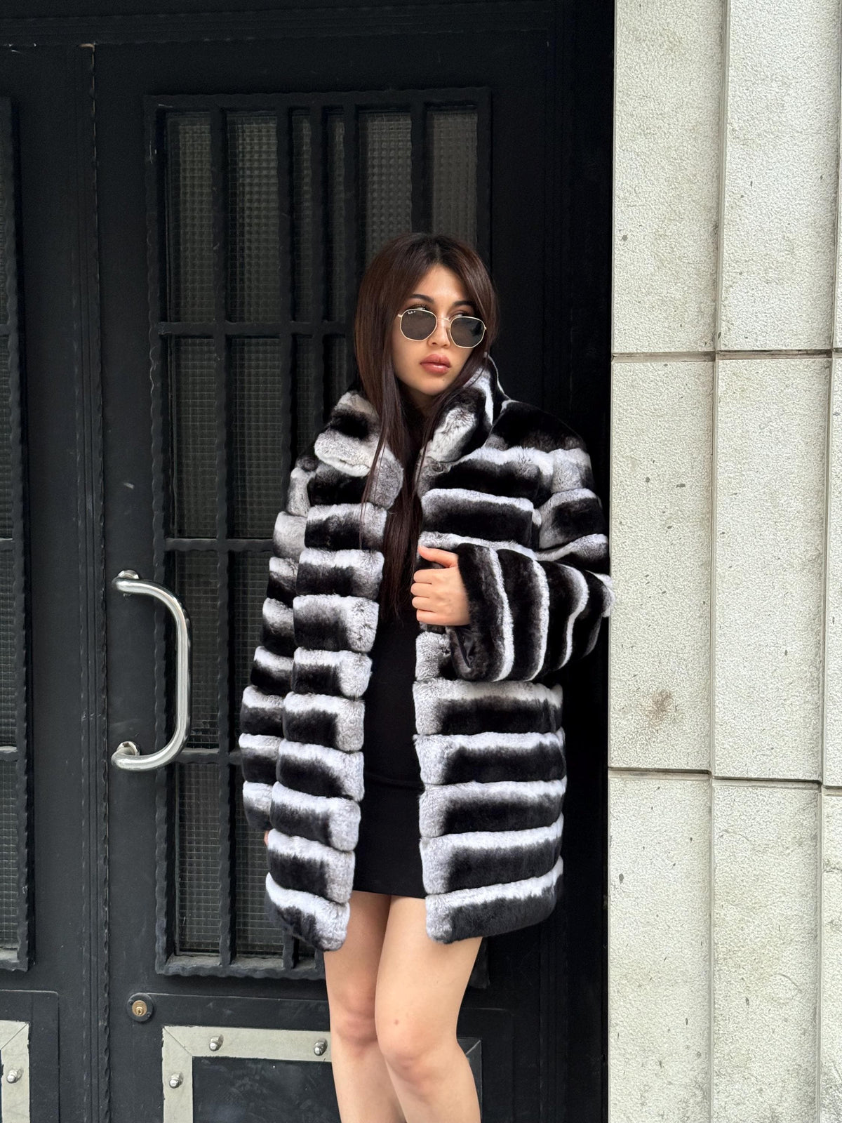 Gray Chinchilla-Style Real Rex Fur Coat | Soft Luxury Fur Jacket for Women | Handmade Winter Transformer Fur Coat | Elegant Custom Outerwear