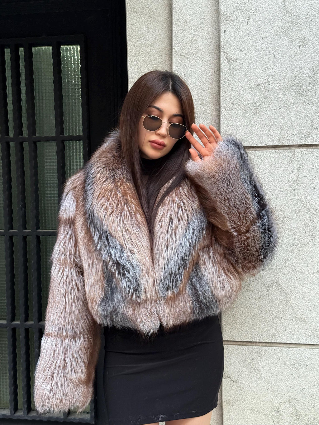 Natural Fox Fur Jacket, Handmade Cropped Women’s Frost Fur Coat