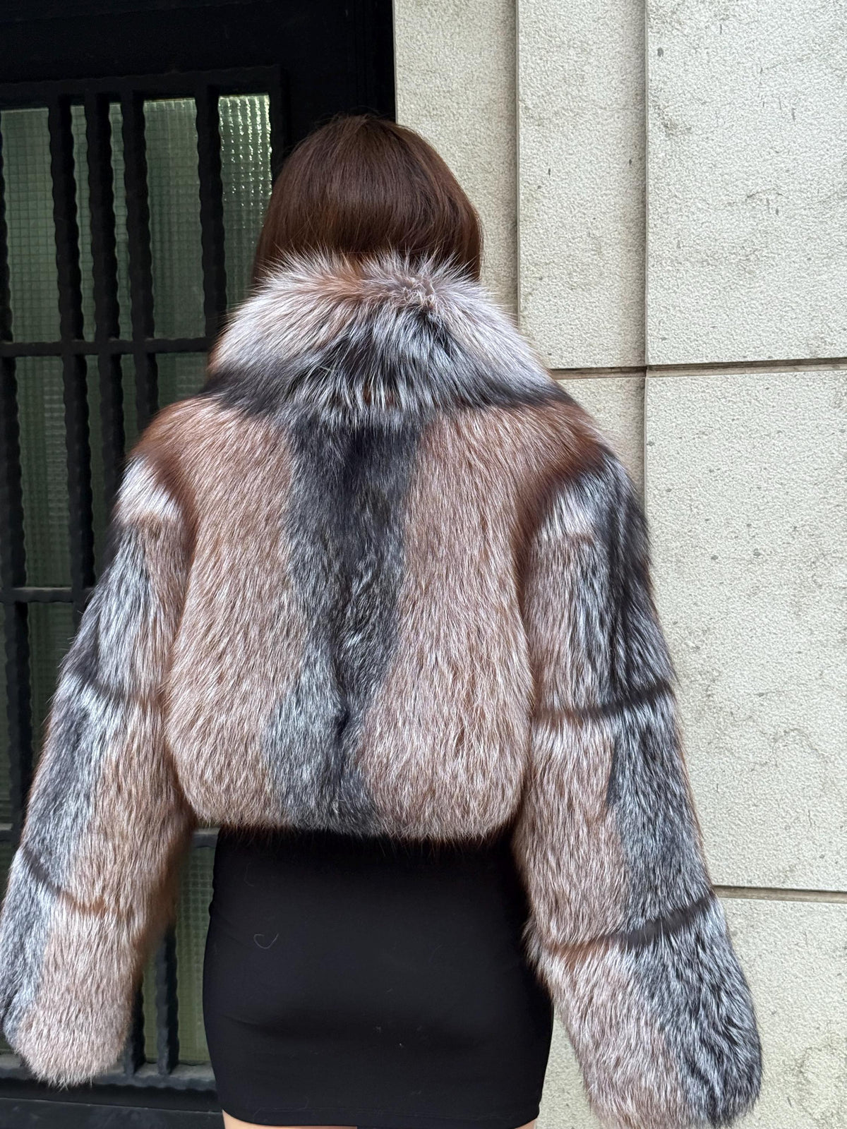 Natural Fox Fur Jacket, Handmade Cropped Women’s Frost Fur Coat