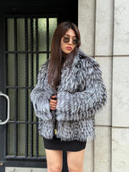 Luxury Women Frost Fox Fur Coat | Gray Genuine Frost Fox Fur Coat | Natural Casual Handmade Fur Jacket | Plus size Winter Outerwear