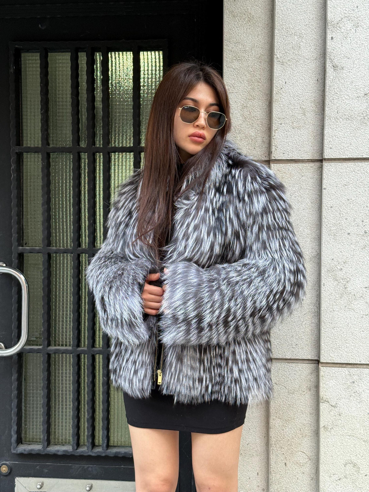 Luxury Women Frost Fox Fur Coat | Gray Genuine Frost Fox Fur Coat | Natural Casual Handmade Fur Jacket | Plus size Winter Outerwear