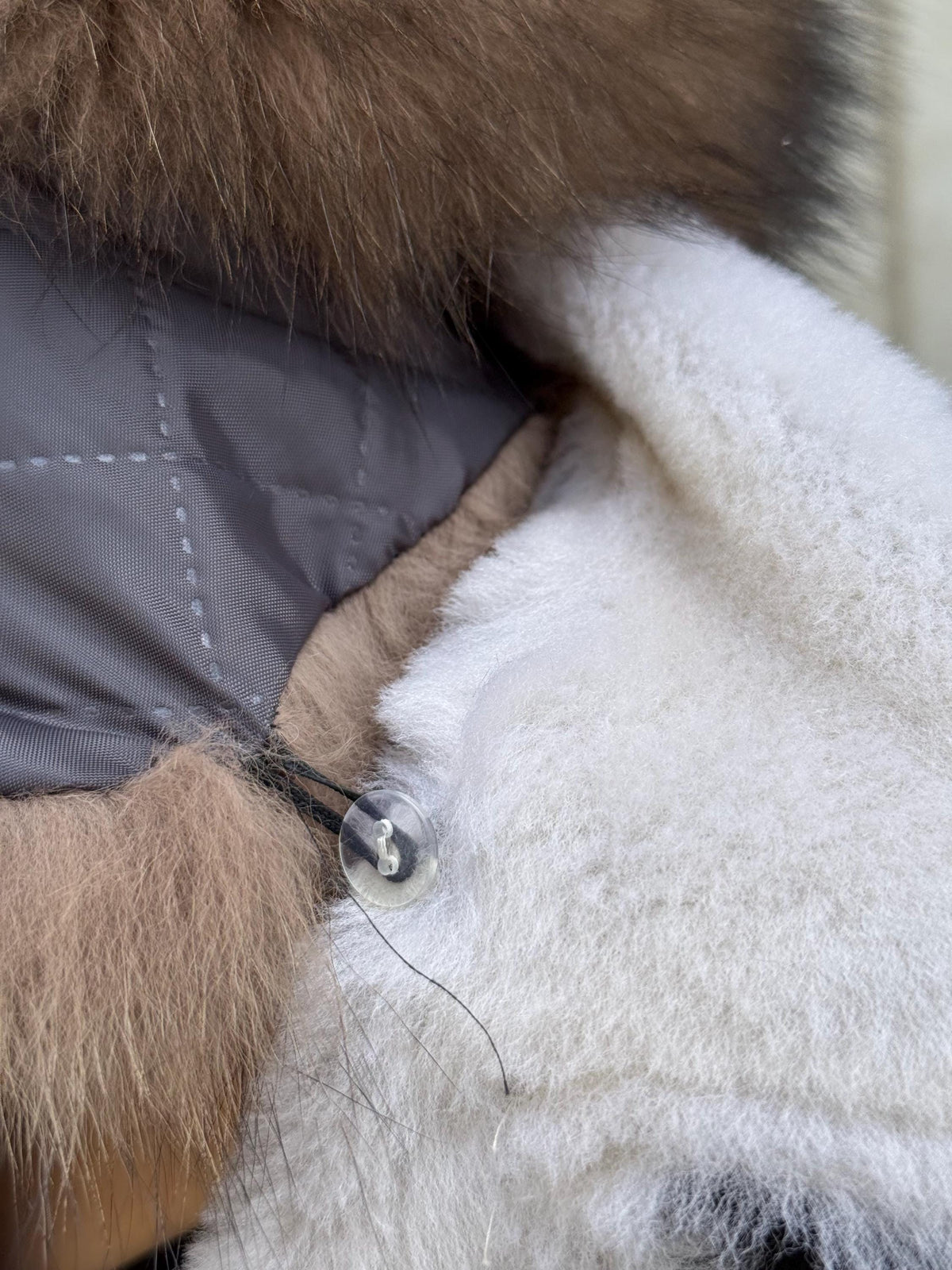 Khaki Shearling Coat Women | 2-in-1 Cropped & Full Sheepskin Jacket | Handmade Winter Fox Fur Collar Coat | Luxury Lamb Fur Transformer