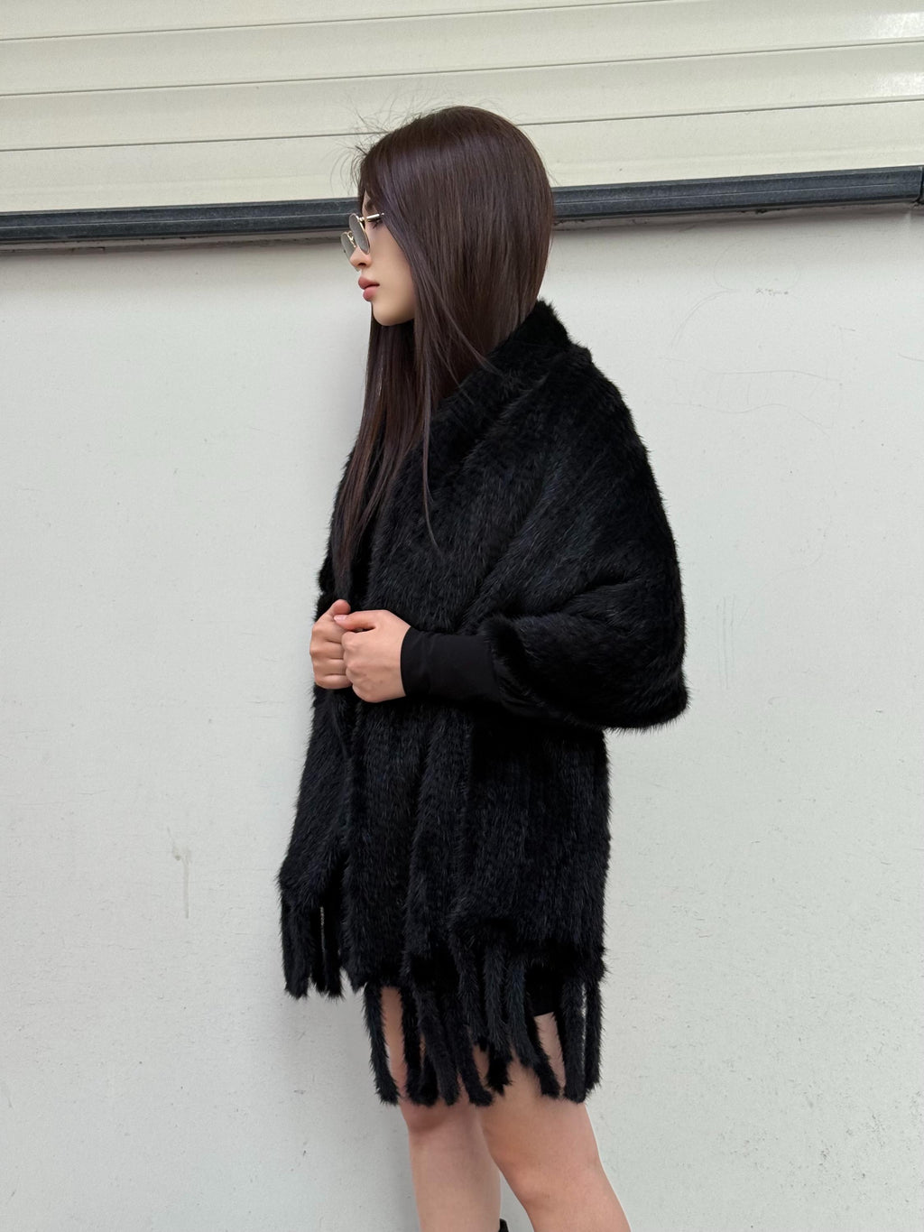 Black / Brown Real Mink Fur Shawl Cape with Fringe and Pockets – Luxury Winter Wrap Handmade Elegant Soft Genuine Fur Cloak Poncho