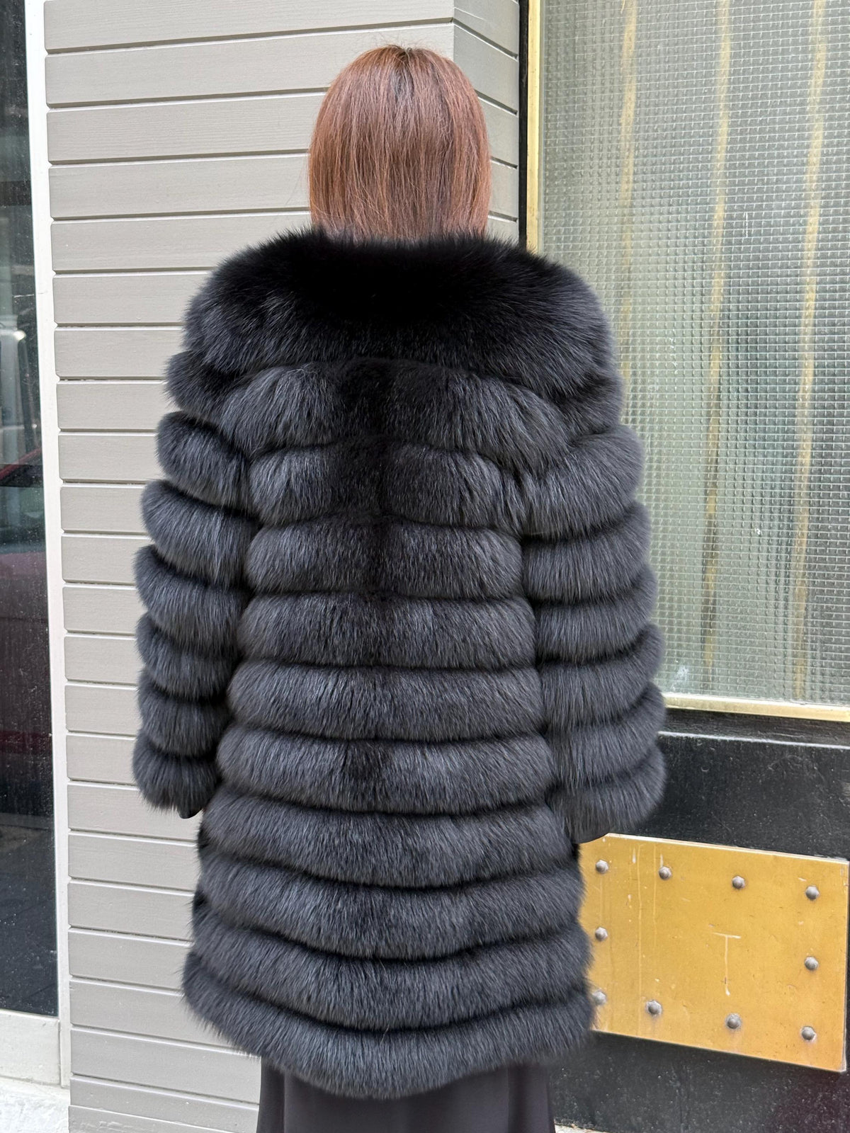 Black Handmade Luxury Convertible Fox Fur Coat | 4 in 1 Black Women Fox Fur Coat & Vest | Long to Short Fur Coat