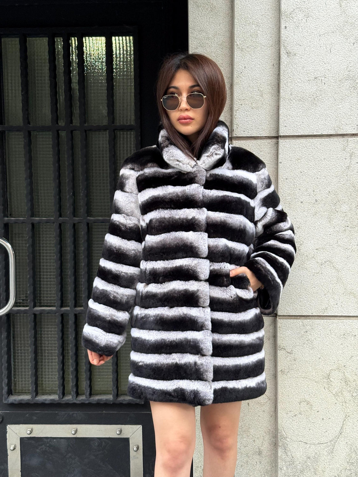 Gray Chinchilla-Style Real Rex Fur Coat | Soft Luxury Fur Jacket for Women | Handmade Winter Transformer Fur Coat | Elegant Custom Outerwear