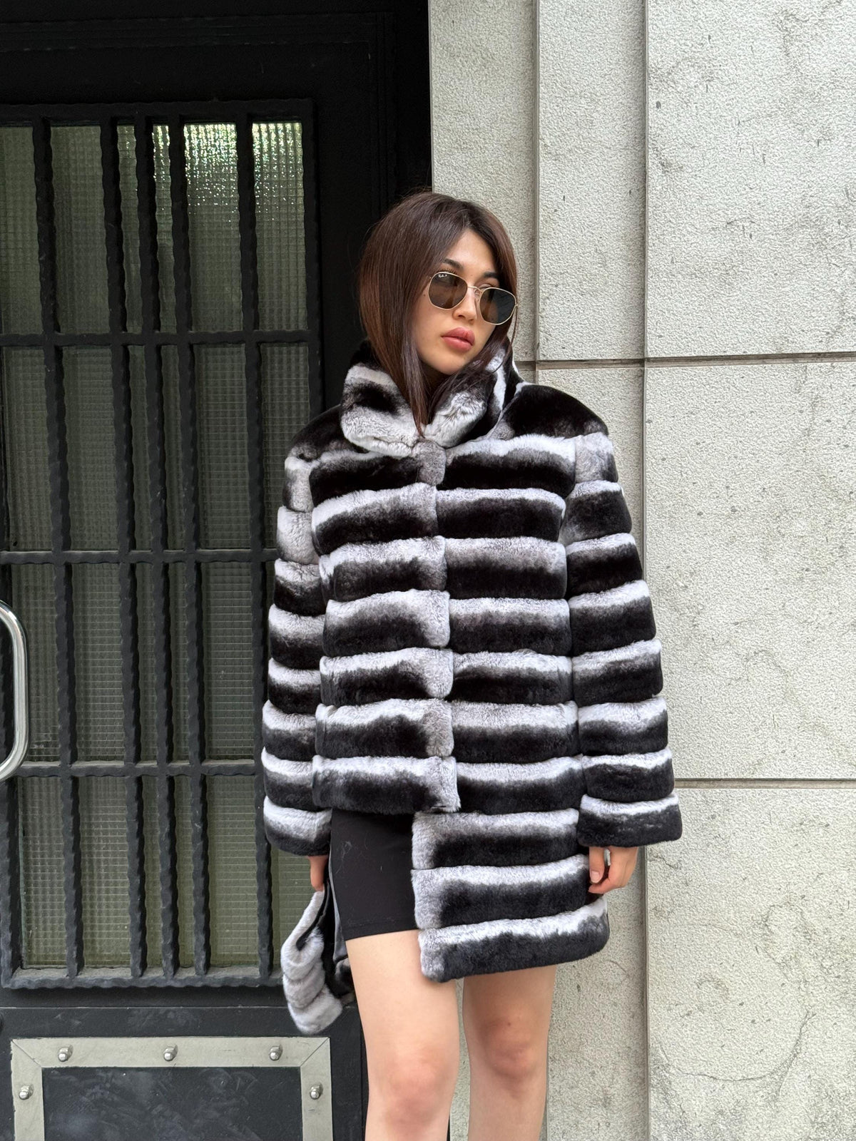 Gray Chinchilla-Style Real Rex Fur Coat | Soft Luxury Fur Jacket for Women | Handmade Winter Transformer Fur Coat | Elegant Custom Outerwear