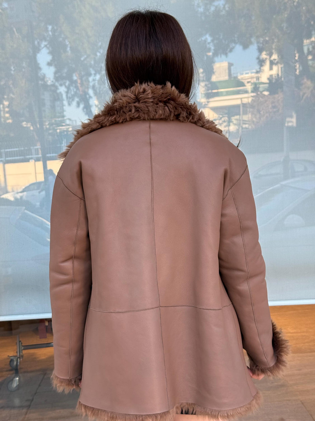 Reversible Brown Shearling Coat, Handmade Women’s Tigrado Lamb Fur Jacket