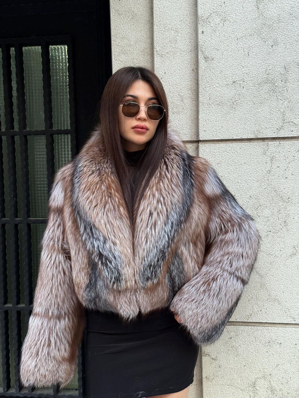 Natural Fox Fur Jacket, Handmade Cropped Women’s Frost Fur Coat