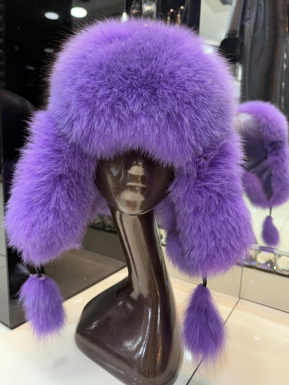 Real Fox Fur Ushanka Hat | Multicolor Winter Russian Hat with Pom Poms | Handmade Luxury Fur Trapper Hat Women | Cold Weather Gift
