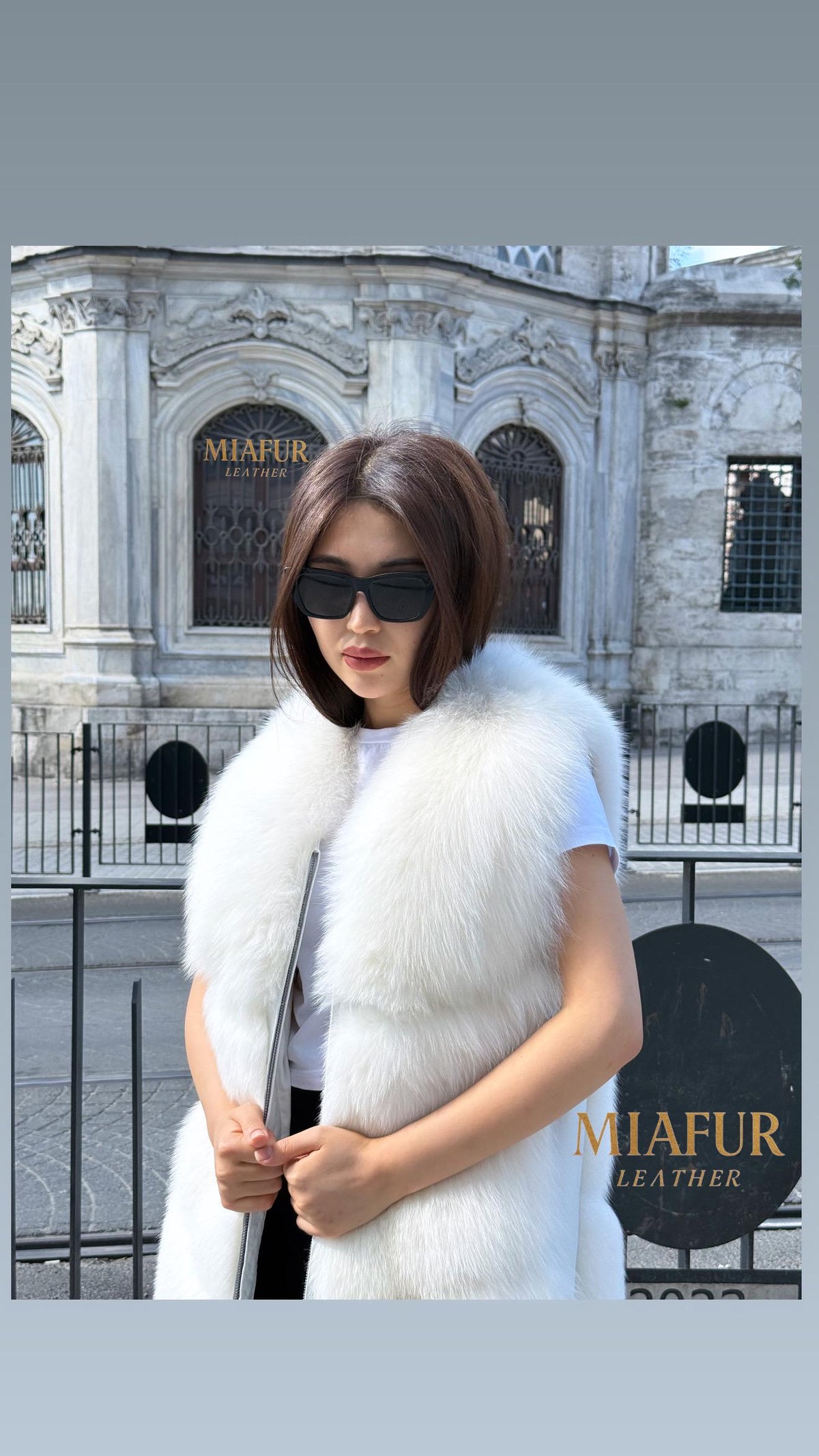 Luxury White Fox Fur Vest with Leather Side Panels | Handmade Genuine Fur Gilet | Elegant Winter Outerwear for Women - Gift For Her