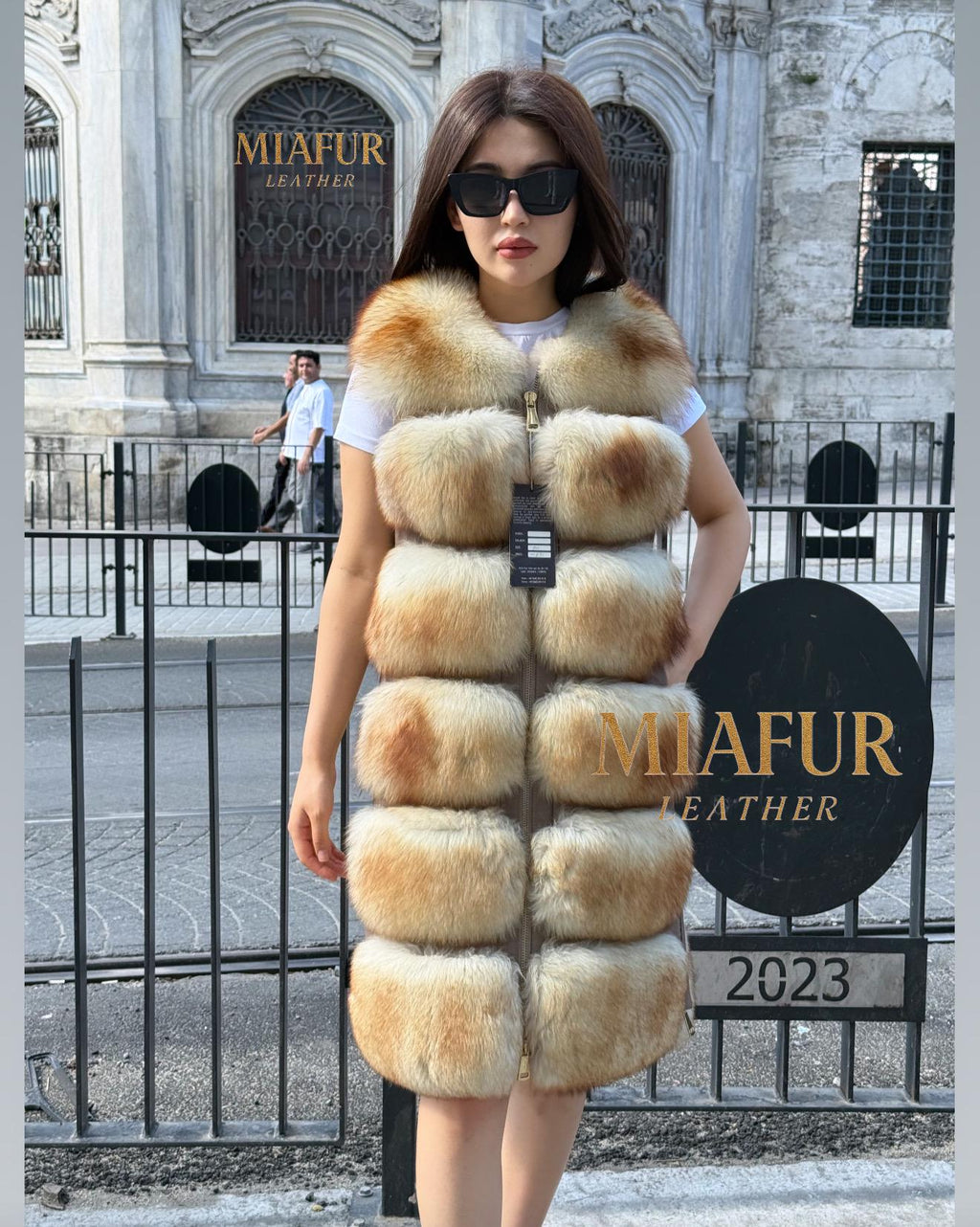 Luxury Red Fox Fur Vest with Leather Side Panels | Handmade Genuine Fur Gilet | Women’s Elegant Winter Outerwear - Gift For Her