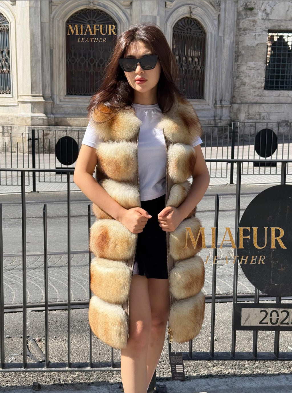 Luxury Red Fox Fur Vest with Leather Side Panels | Handmade Genuine Fur Gilet | Women’s Elegant Winter Outerwear - Gift For Her