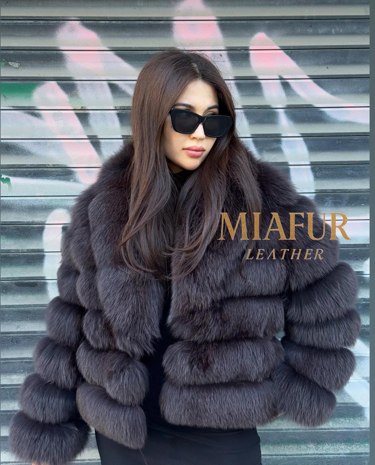 Brown Fox Fur Jacket, Handmade Luxury Short Fur Coat For Women