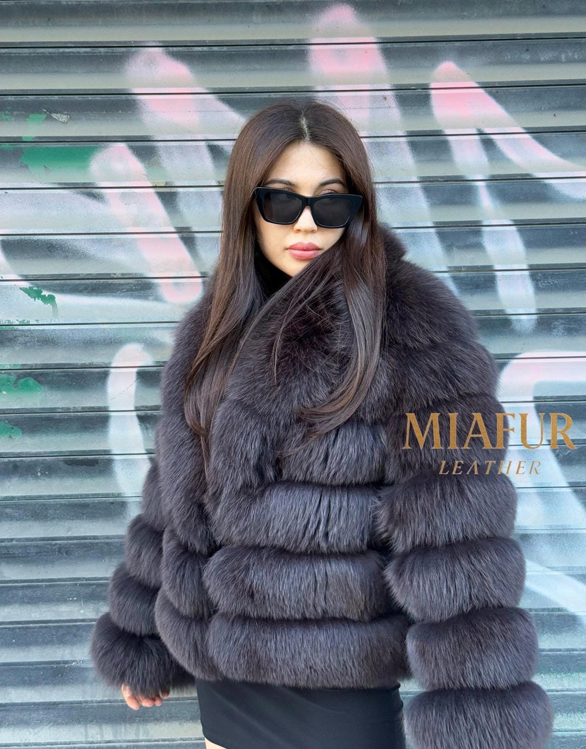 Brown Fox Fur Jacket, Handmade Luxury Short Fur Coat For Women