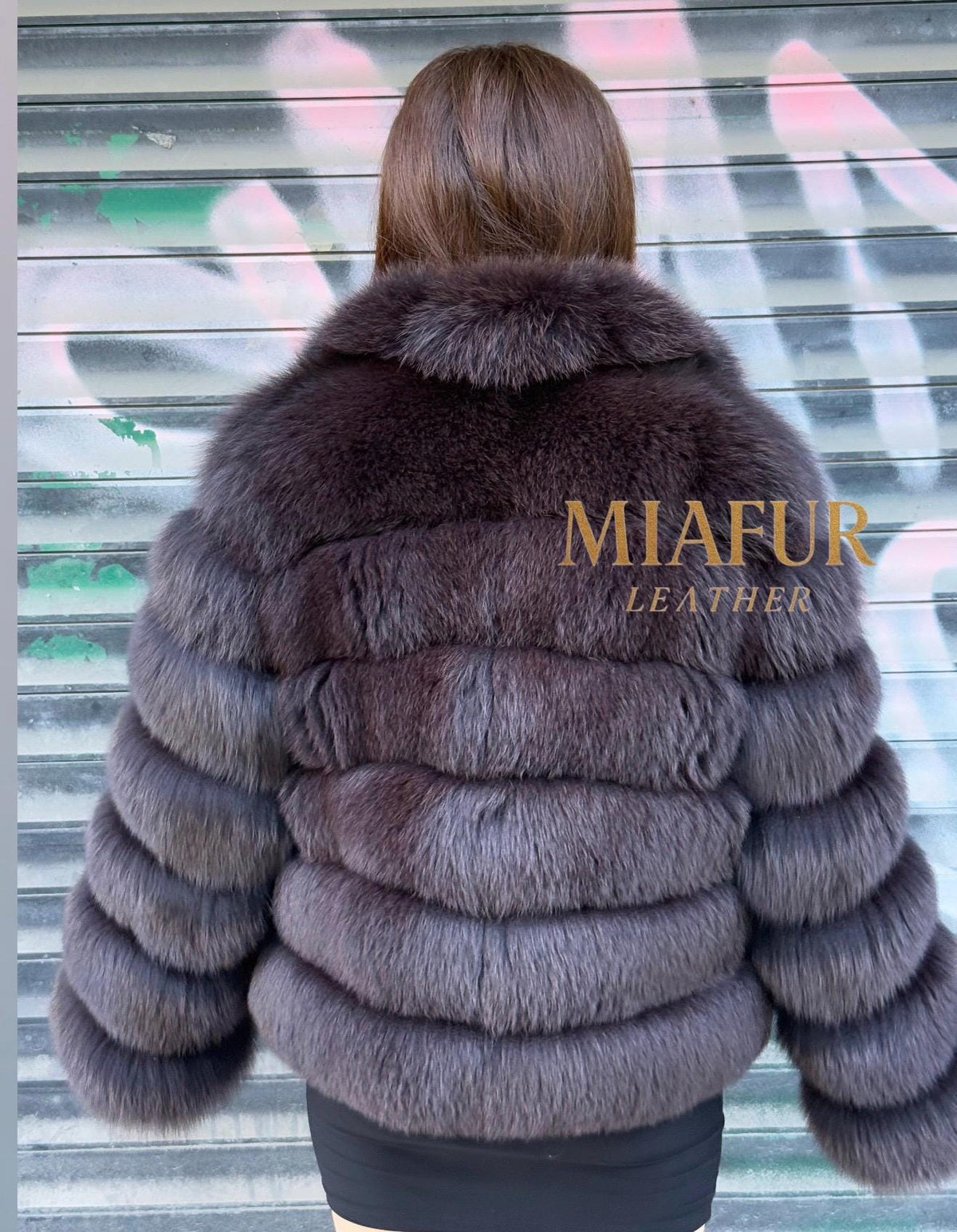Brown Fox Fur Jacket, Handmade Luxury Short Fur Coat For Women