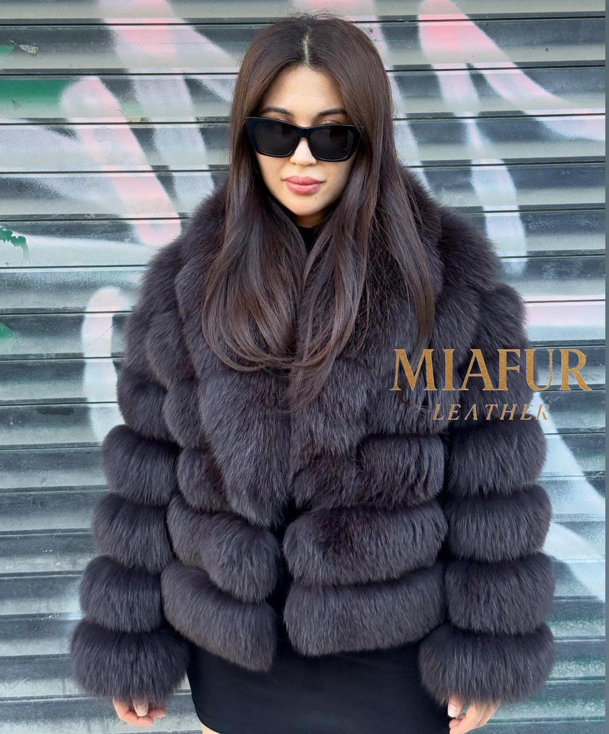 Brown Fox Fur Jacket, Handmade Luxury Short Fur Coat For Women