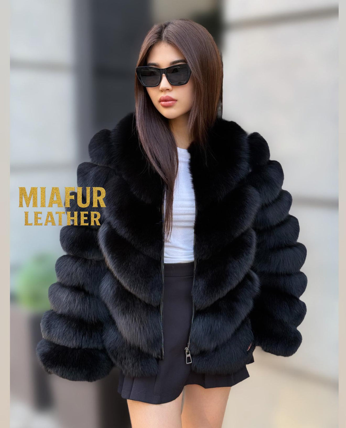 Women’s Black Fox Fur Coat: Handmade Convertible Vest with Detachable Sleeves