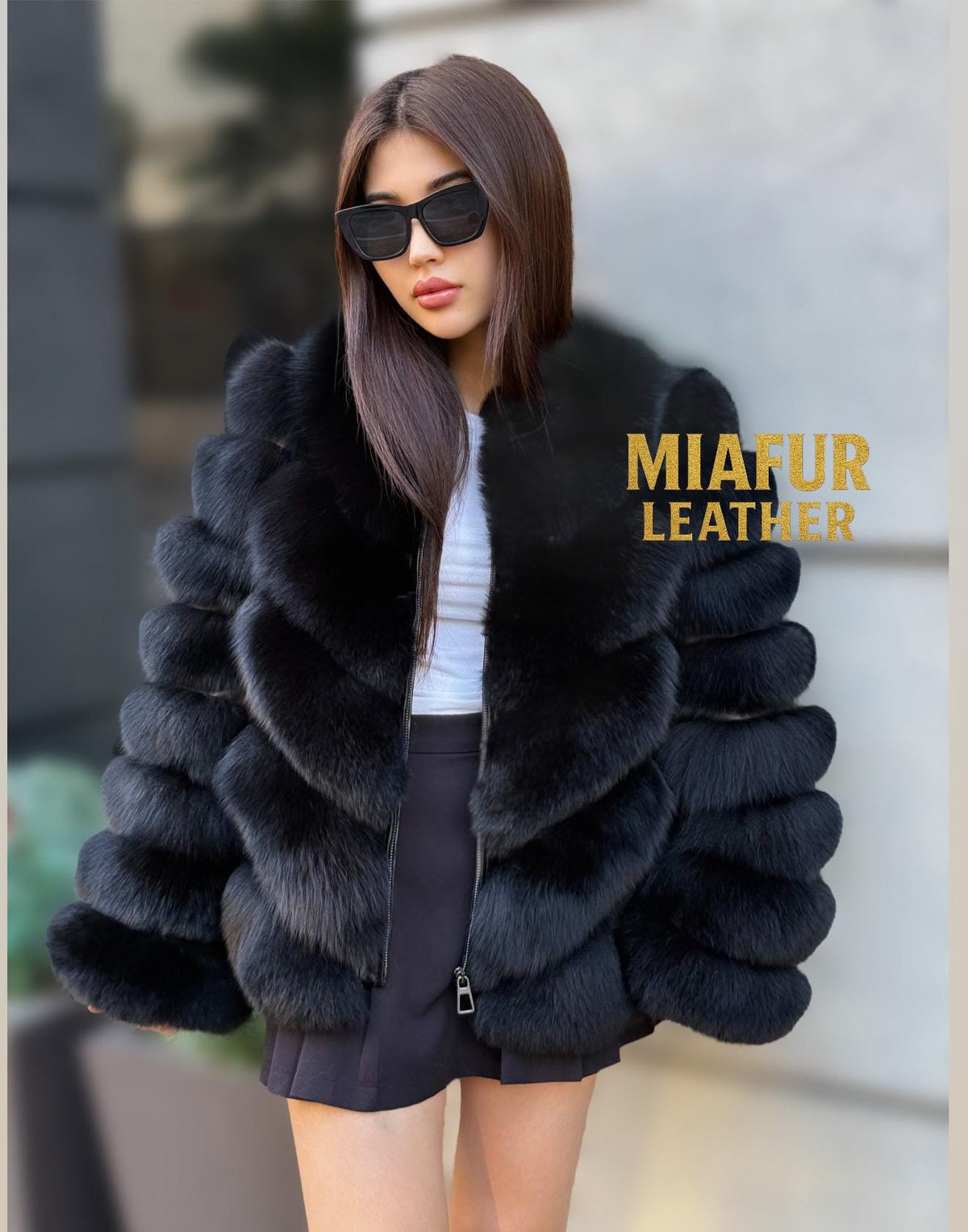 Women’s Black Fox Fur Coat: Handmade Convertible Vest with Detachable Sleeves